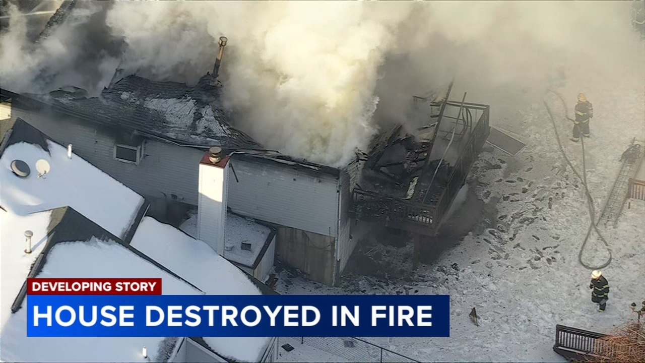 Heavy flames destroys home in Philadelphia’s Somerton neighborhood