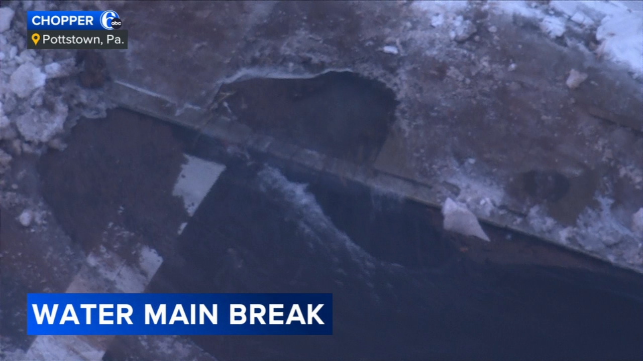 Water main break creates icy road conditions in Pottstown, Pa.
