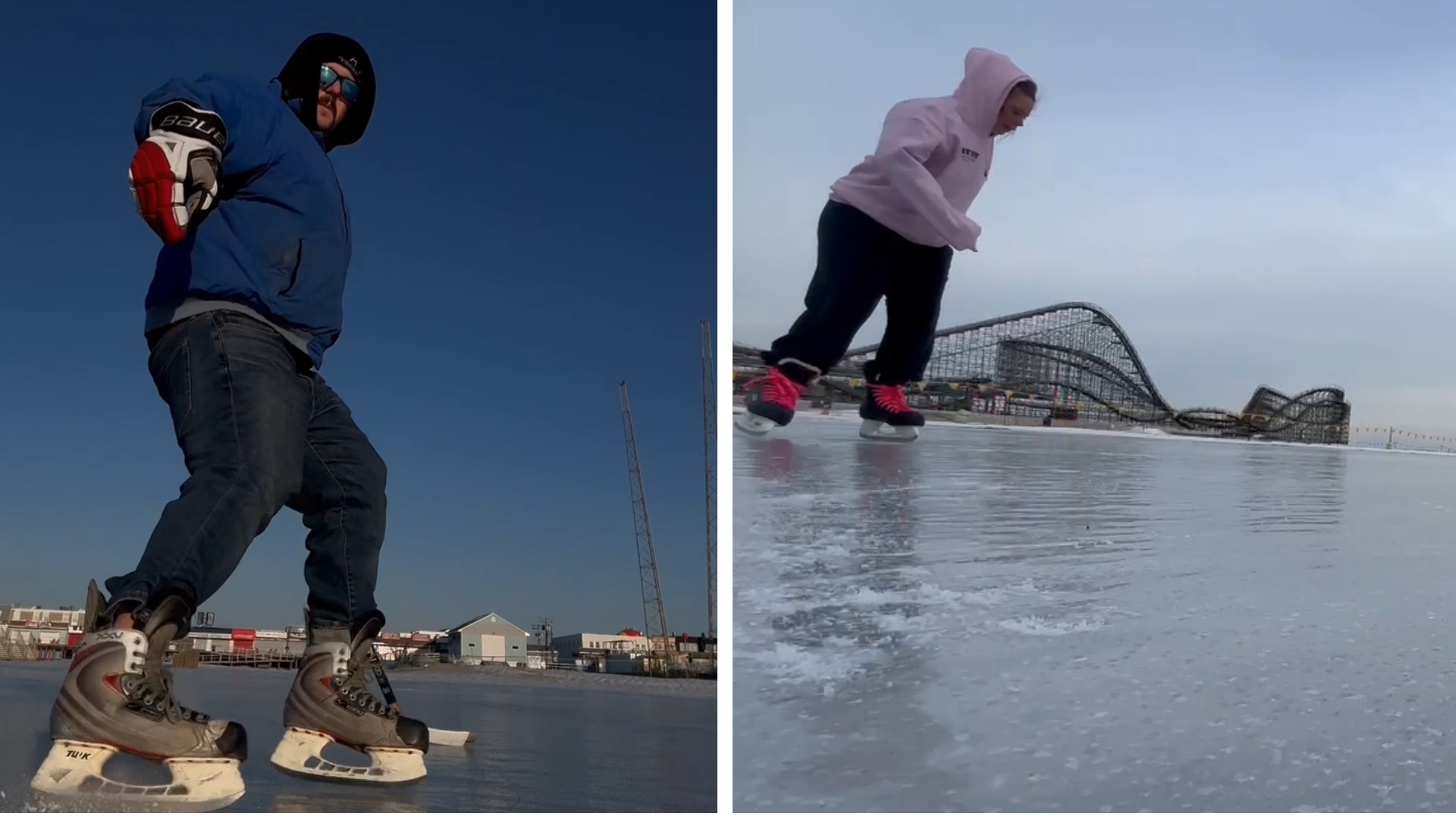 Below-freezing temps turn Wildwood beach into ‘ice skating rink’