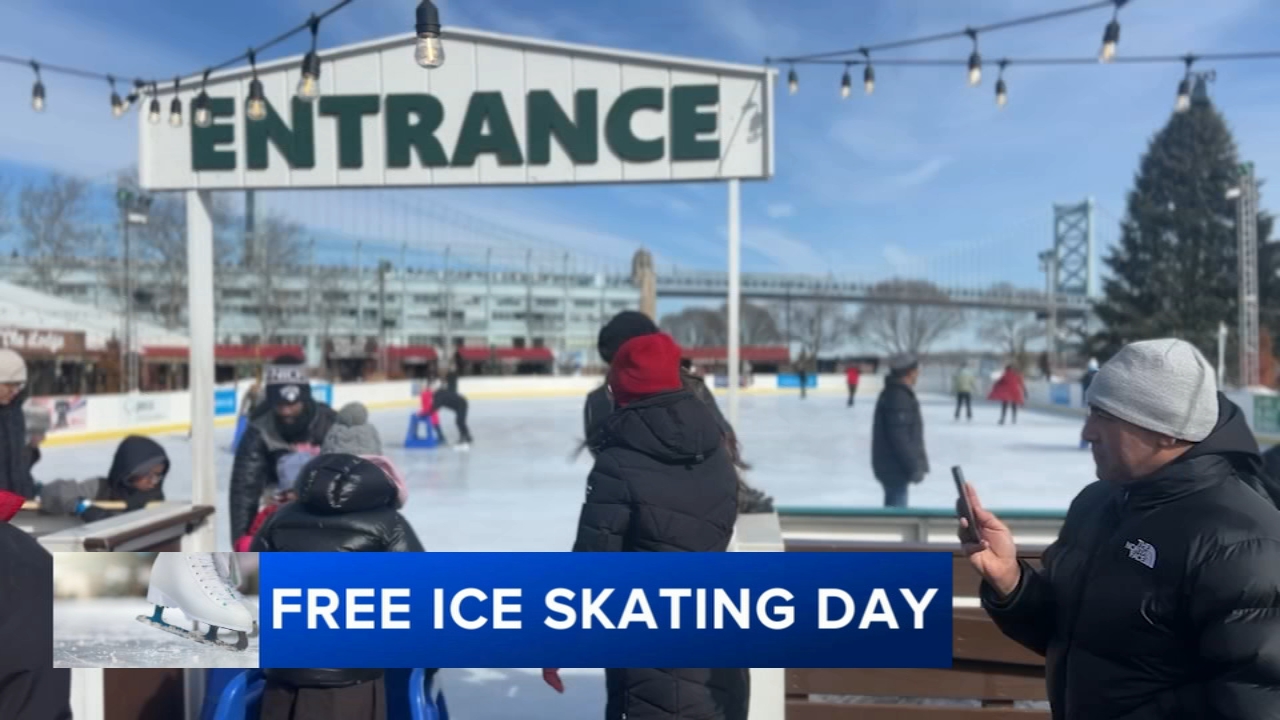 Free ice skating draws families to Penn’s Landing despite frigid temperatures