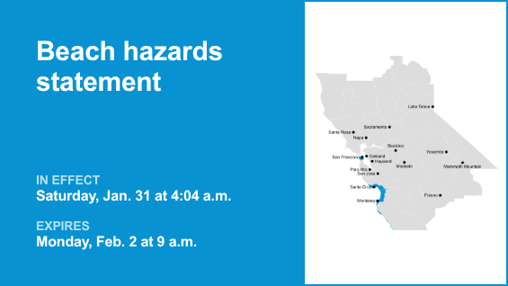 Beach hazards statement affecting Bay Area Shorelines until Monday morning – waves of 14 to 19 feet predicted