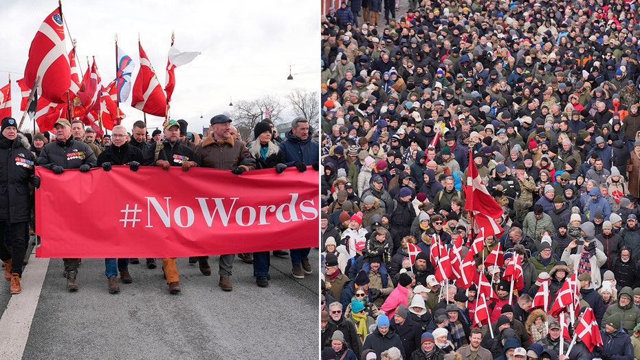 Hundreds protest Trump’s NATO comments and Greenland demands at US embassy in Copenhagen