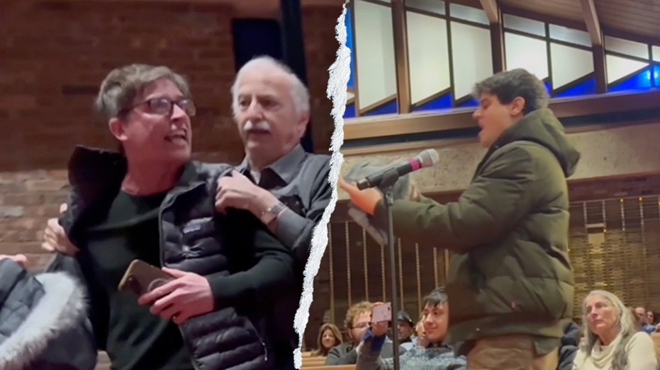 Left-wing activists storming synagogue use knee pads, adult diaper to mock Dem congressman over ICE vote