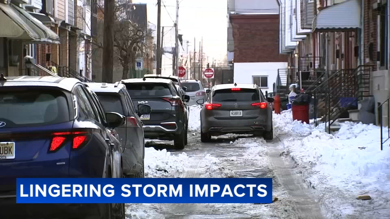 Snow and bitter cold linger on Philadelphia’s narrow streets
