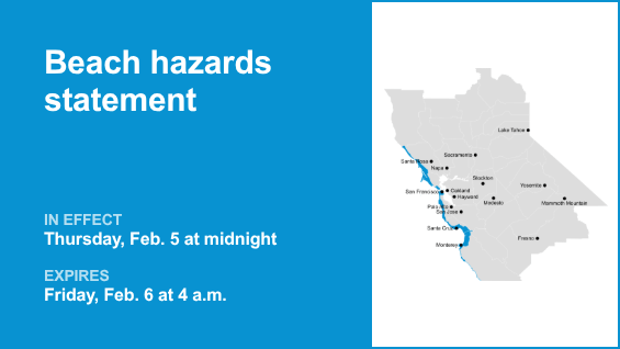 Beach hazards statement for Bay Area Shorelines for Thursday and Friday