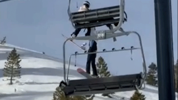 Girl, 12, dangles from ski chairlift in California before crashing to ground in terrifying video